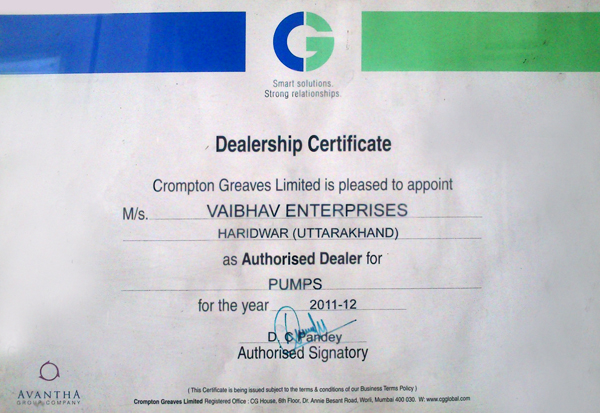 Dealership Certificate For CG